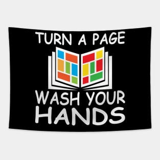 Turn A Page Wash Your Hands Tapestry