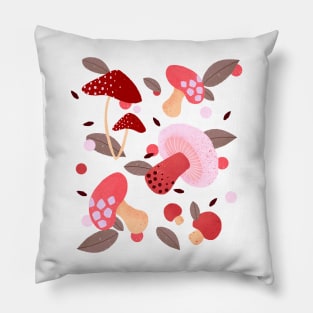 Pink and red mushrooms Pillow