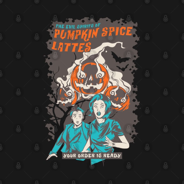 The Evil Spirits of Pumpkin Spice Lattes - Halloween Jack O' Lantern by M n' Emz Studio