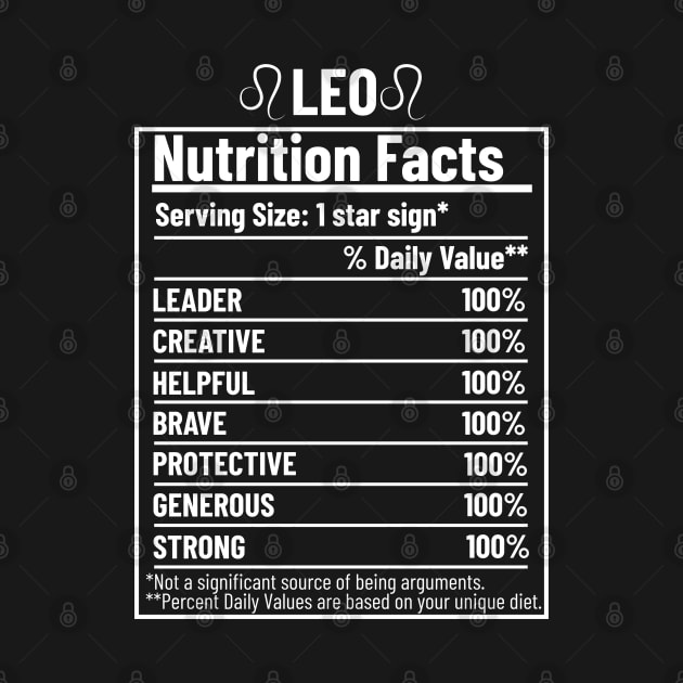 Leo Nutrition Facts Label by HobbyAndArt