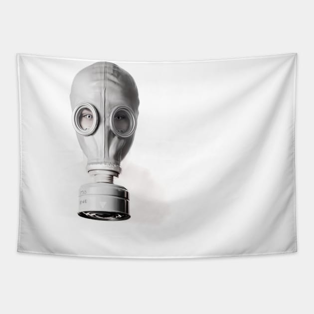 Light Gray Gas Mask Tapestry by Wuhuu