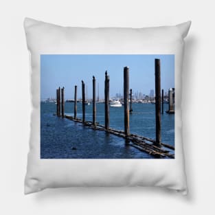 Sausalito Pile Moorings. San Francisco Bay Area Pillow