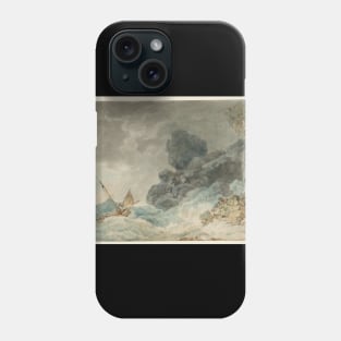 A Rocky Shore, with Men Attempting to Rescue a Storm-Tossed Boat, 1792-93 Phone Case