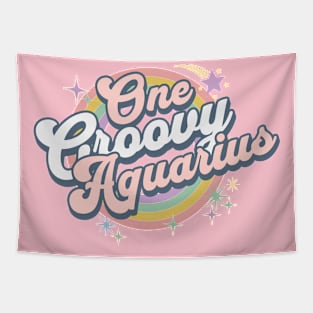 One Groovy Aquarius Cute Retro Design in Pastel Colors Tapestry