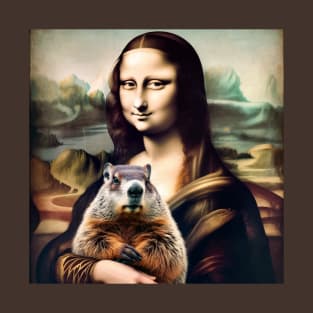 Mona Lisa Groundhog Day Embrace T-Shirt