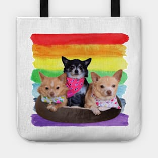 Rainbow Paint Chihuahua Tote