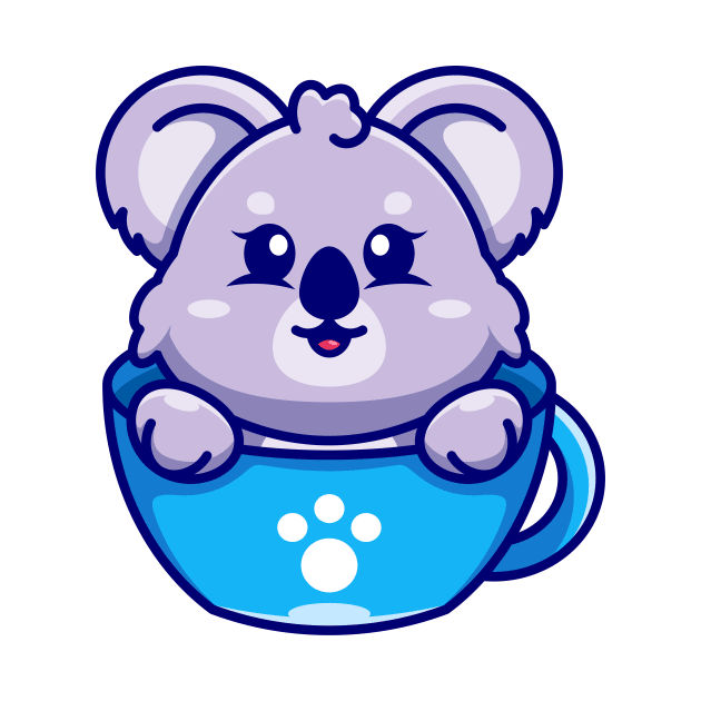 Cute koala on cup coffee cartoon by Wawadzgnstuff