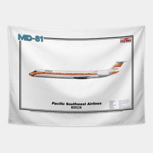 McDonnell Douglas MD-81 - Pacific Southwest Airlines (Art Print) Tapestry