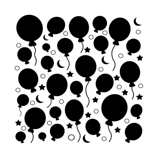 Black festive party balloons pattern by Baobabprintstore