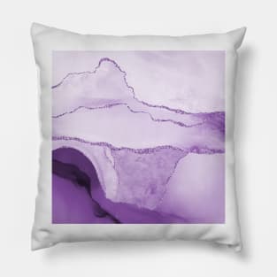 Watercolor Agate in Amethyst Purple Glitter Veins Pillow