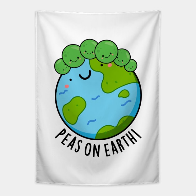 Peas On Earth Cute Veggie Peace Pun Tapestry by punnybone