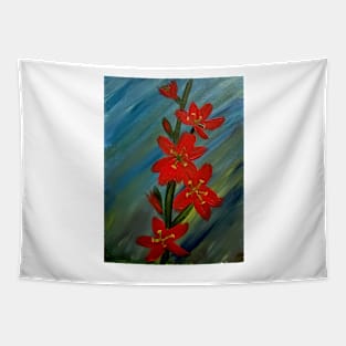 Red lillys growing wild in a field Tapestry