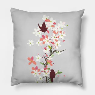 Sakura Birds Pillow