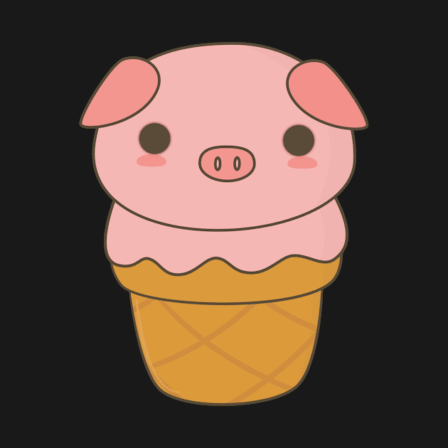 Kawaii Cute Ice Cream Pig T-Shirt by happinessinatee