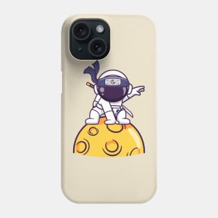 Cute Astronaut Ninja Landing On Moon Cartoon Phone Case