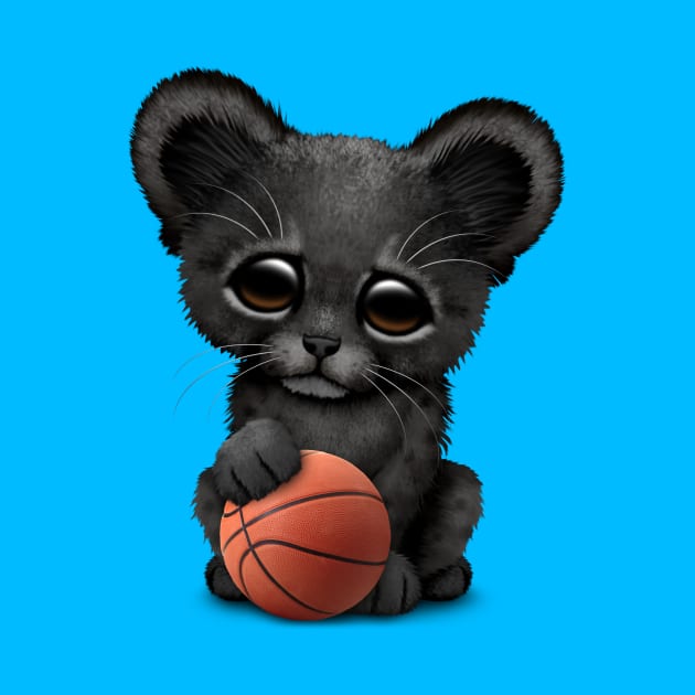 Black Panther Cub Playing With Basketball by jeffbartels