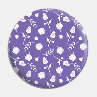 Pretty Purple and White Floral Roses Pattern Pin