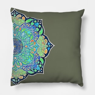 Turquoise Mermaid Mandala Pillow