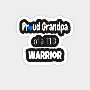 Proud Grandpa White Text Blue Heart Magnet