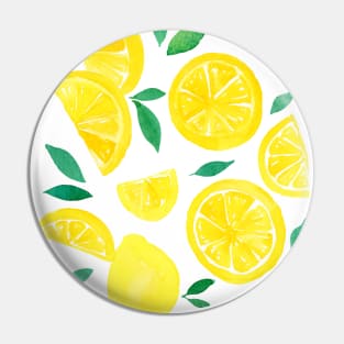 Watercolor lemons yellow Pin