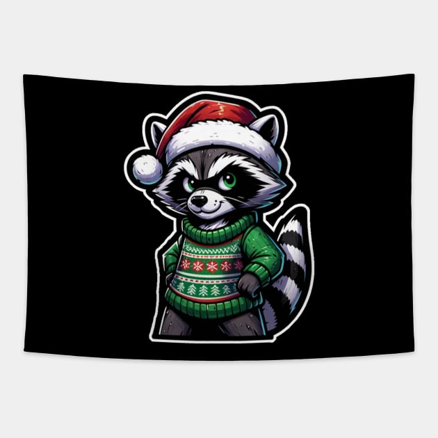 Christmas Raccoon Tapestry by OddHouse