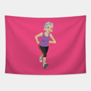 Woman running for fitness Tapestry