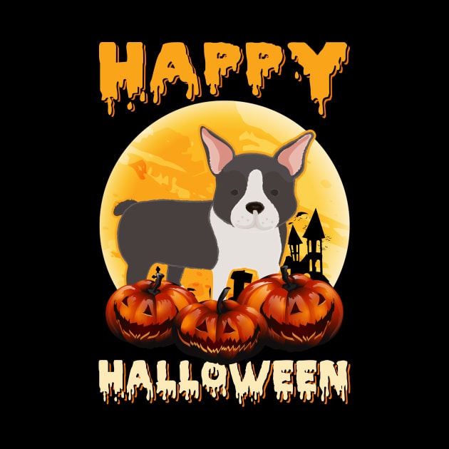 Boston Terrier Dog Scary Pumpkin Halloween Costume by foxmqpo