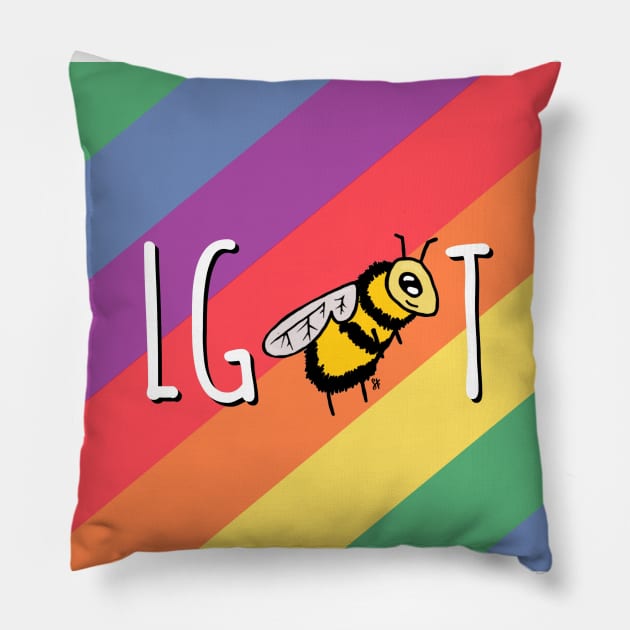 LGBT Rainbow Bee Pillow by SKPink