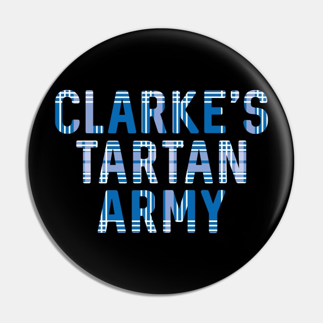 Clarke's Tartan Army, Scottish Saltire Flag Tartan, Scottish Football Slogan Design Pin by MacPean