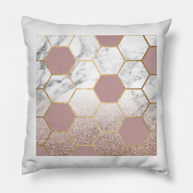 Cherished aspirations rose gold marble Pillow by marbleco