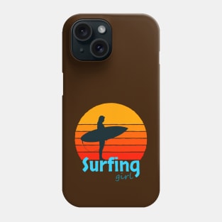 Surfing Girl Orange Sun Phone Case