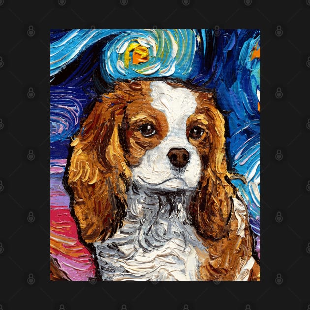 Blenheim Cavalier King Charles Spaniel Night (Portrait) by sagittariusgallery