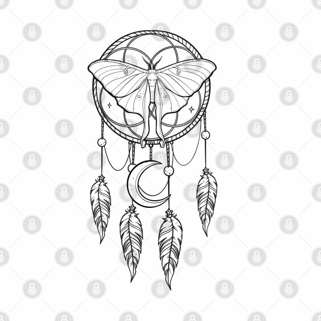 Luna Moth Dreamcatcher Tattoo graphic design by Juliet & Gin