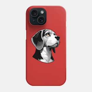 Stunning and Cool Beagle Monochrome and Gold Portrait for Father's Day Phone Case