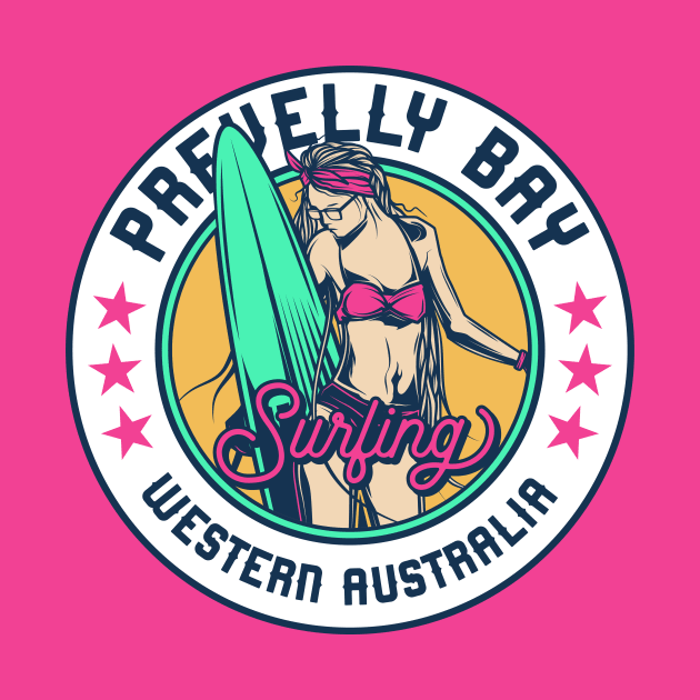 Retro Surfer Babe Badge Prevelly Bay Western Australia by Now Boarding