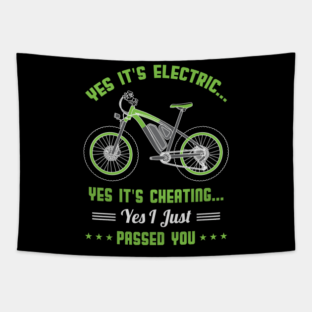 Funny E-Bike Sayings gift - Electric Biker Tapestry by Shirtbubble
