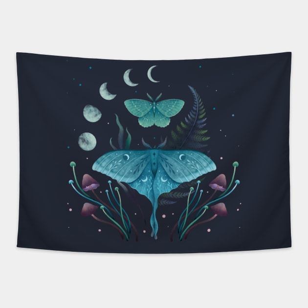 Luna and Emerald Tapestry by Episodic Drawing