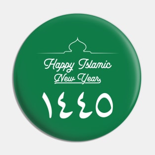 Happy Islamic New Year 1445 Arabic Green Background Pin