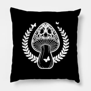 Skull Mushroom with Butterflies Pillow