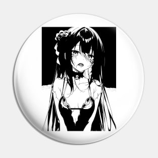 Black and white Gothic Anime Girl Pin