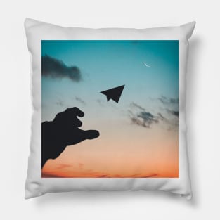 Silhouette of Paper Plane Pillow