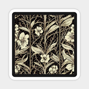 Vintage Florals Brown Sepia Neutral Floral Design Magnet