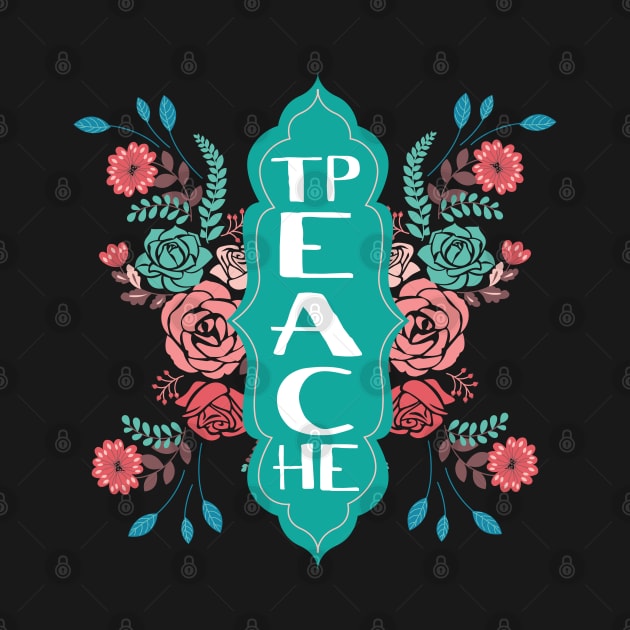 Teach Peace Flower Of Educators - Teacher Gift by HappyGiftArt