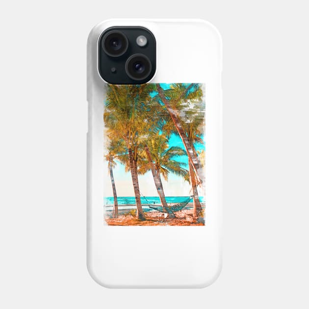 Summer Hammock Beach Chilling Coconut Trees Phone Case by ColortrixArt