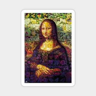 Mona Lisa as Mosaic floral design Magnet