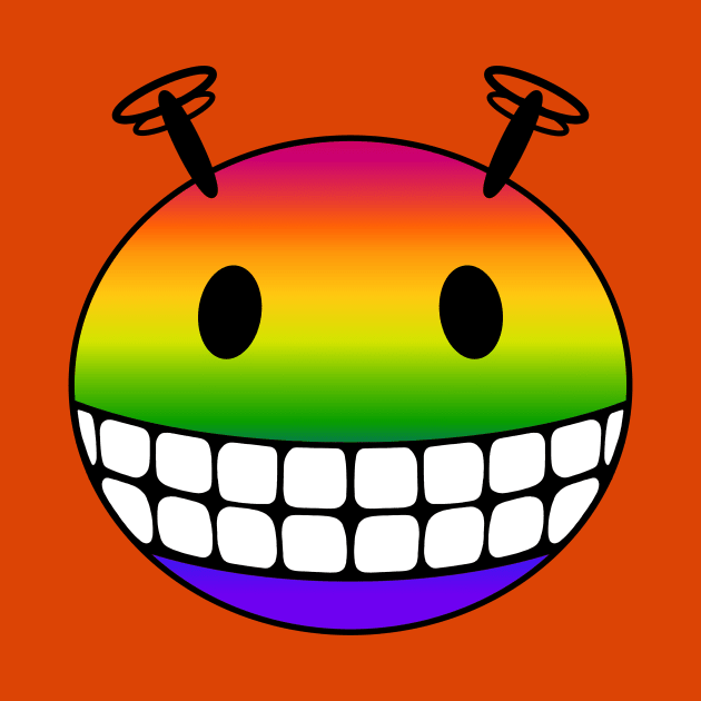 Rainbow Alien Smiley Face by RawSunArt