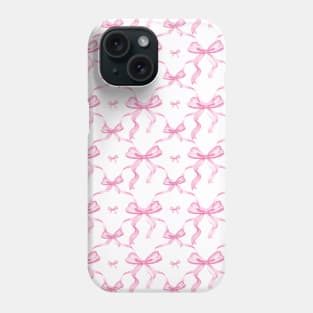 Aesthetic Pastel Pink Ribbons and bows in watercolor Phone Case