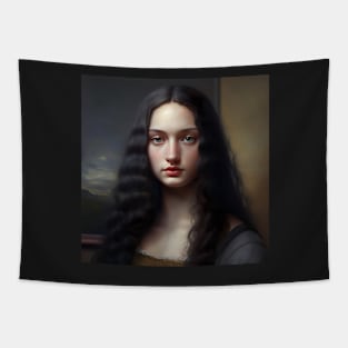 Mona Lisa Cute Medieval Teen Portrait Tapestry