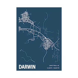 Darwin Blueprint Street Map, Darwin Colour Map Prints T-Shirt