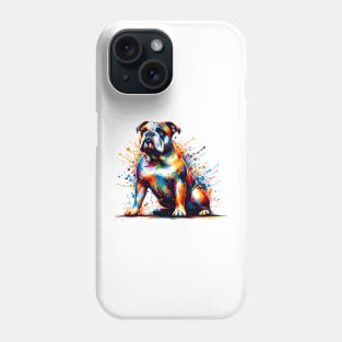 Colorful American Bulldog in Abstract Splash Art Style Phone Case